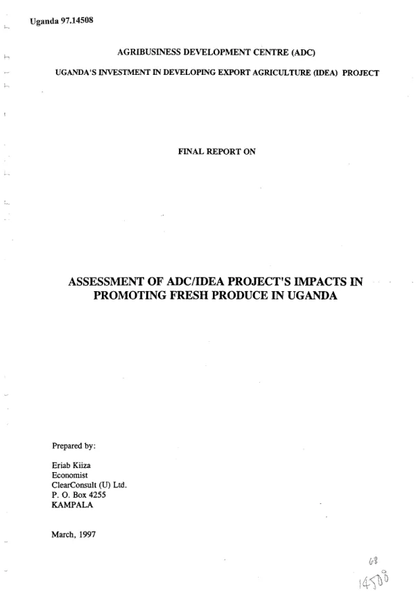 Final report on assessment of ADC/IDEA project's impacts in promoting fresh produce in Uganda