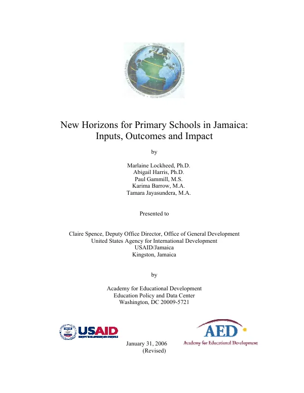 New Horizons for primary schools in Jamaica : inputs, outcomes and impact