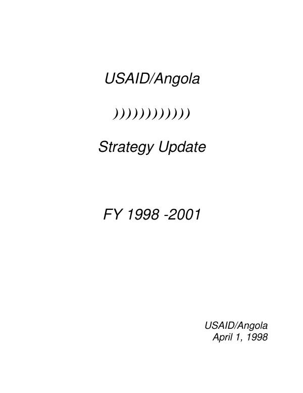 USAID/Angola : strategy update, FY 1998-2001
