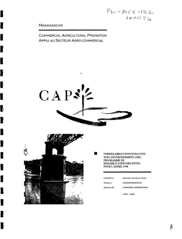 Formulaires d"investigation sur l"environnement (ESF) programme de rehabilitation des pistes pour l"annee 1998