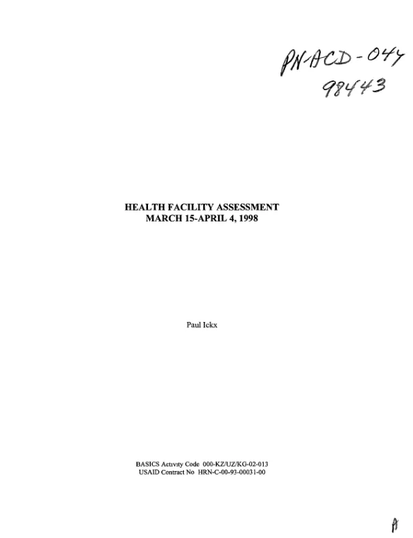 Health facility assessment : March 15-April 4, 1998