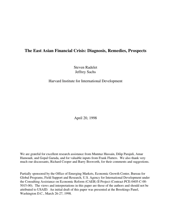 East Asian financial crisis : diagnosis, remedies, prospects