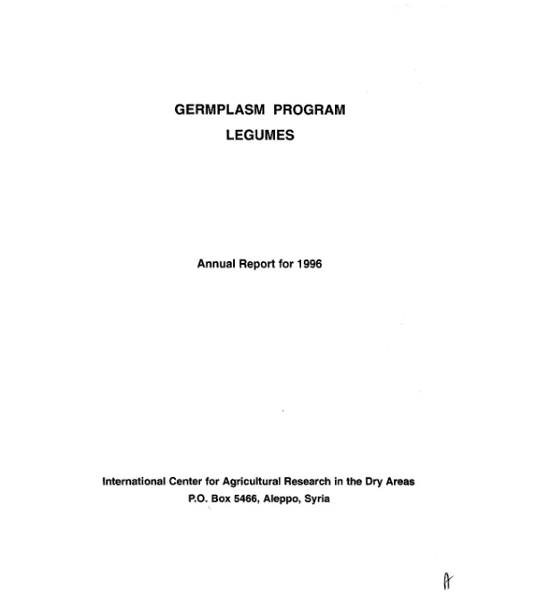 Germplasm program : legumes -- annual report for 1996