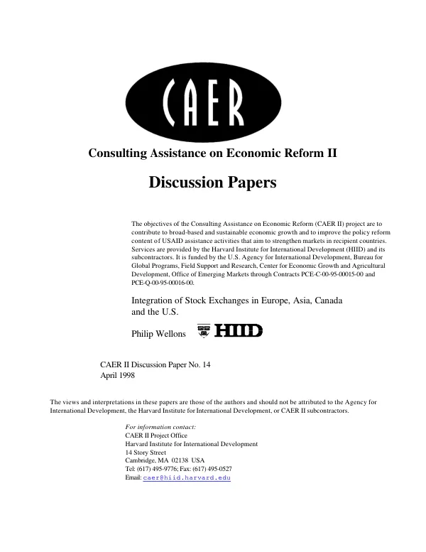 Integration of stock exchanges in regions of Europe, Asia, Canada and the US