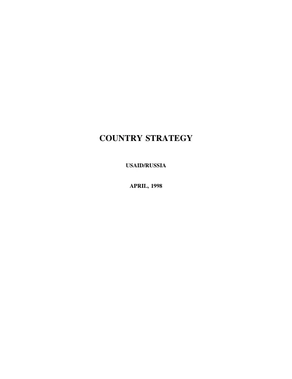 Country strategy : USAID/Russia