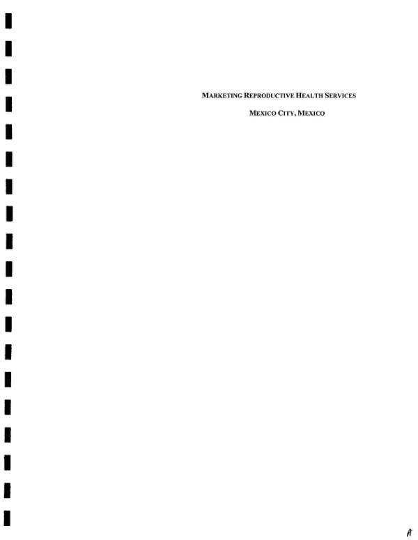 Marketing reproductive health services : Mexico City, Mexico