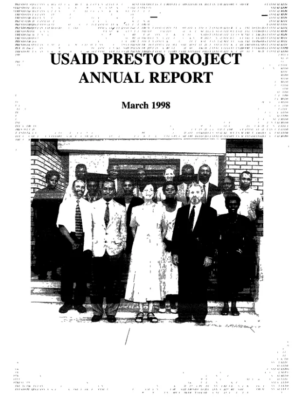 USAID PRESTO [private enterprise support, training and organizational development] project annual report