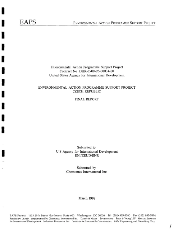 Environmental action programme support project : Czech Republic -- final report