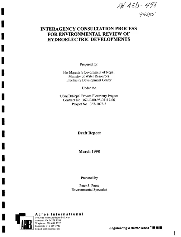Interagency consultation process for environmental review of hydroelectric developments