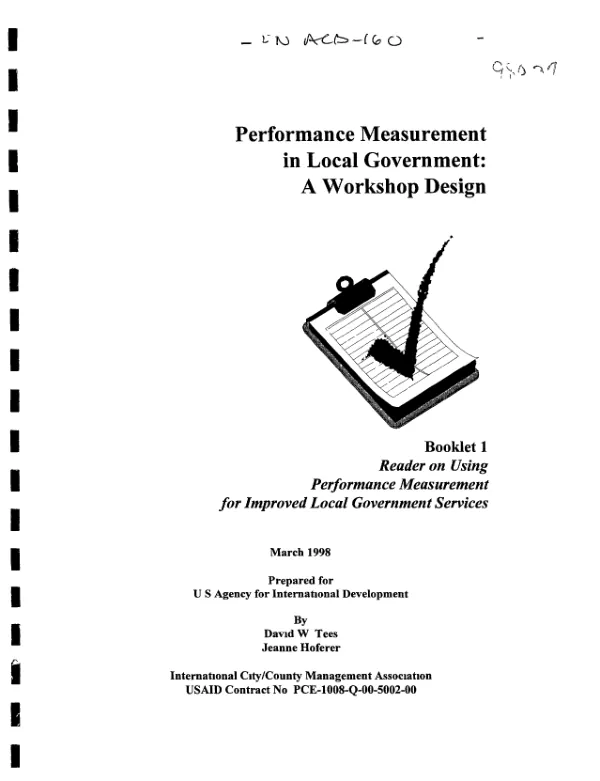 Performance measurement in local government : a workshop design