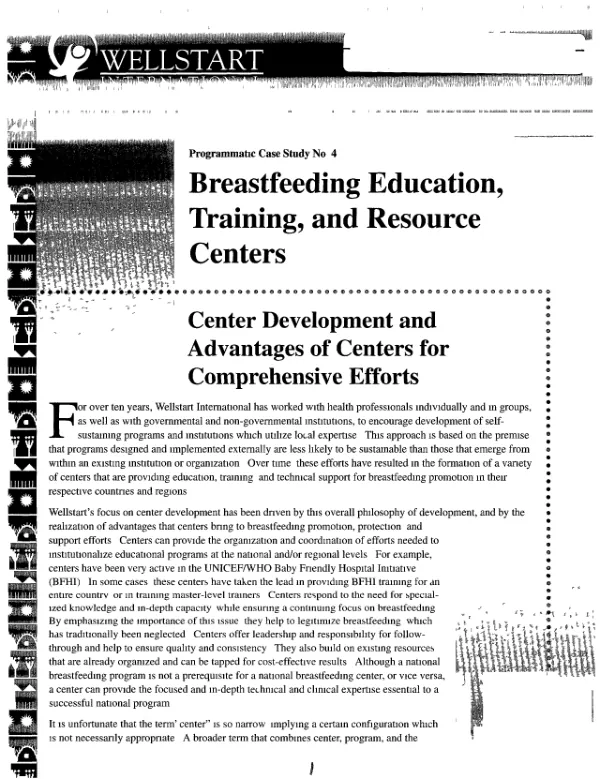 Breastfeeding education, training, and resource centers