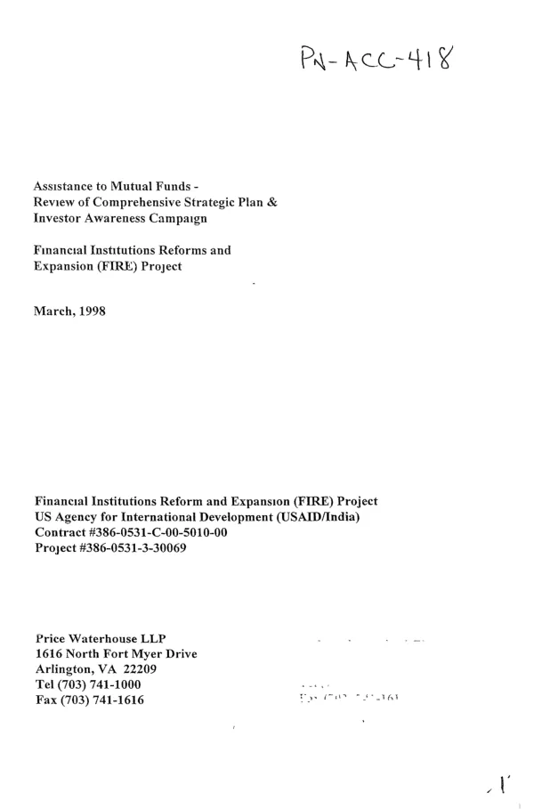Assistance to mutual funds -- review of comprehensive strategic plan and investor awareness campaign
