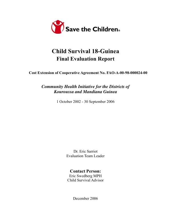 Child survival 18-Guinea : final evaluation report