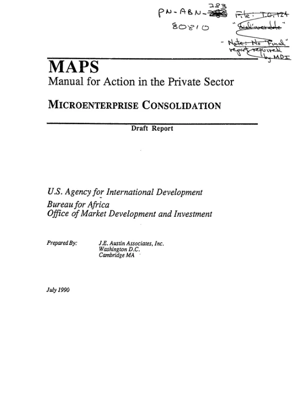 MAPS : manual for action in the private sector -- microenterprise consolidation
