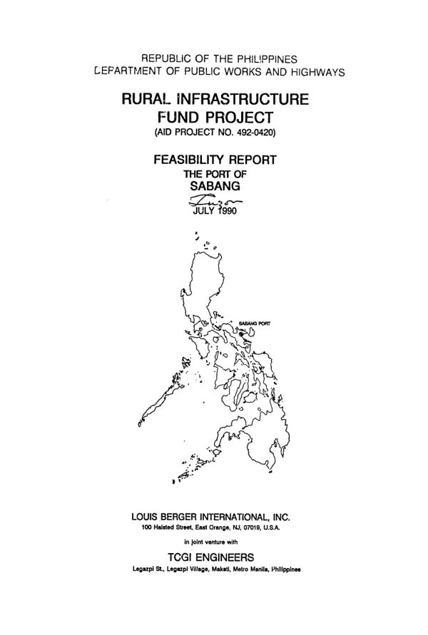 Rural infrastructure fund project : feasibility report -- the Port of Sabang