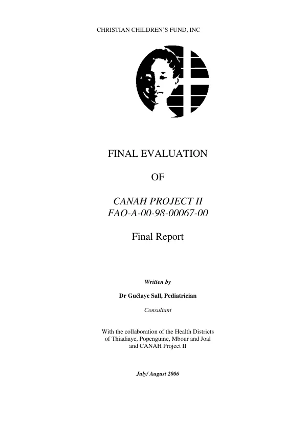 Final evaluation of CANAH project II, FAO-A-00-98-00067-00 : final report