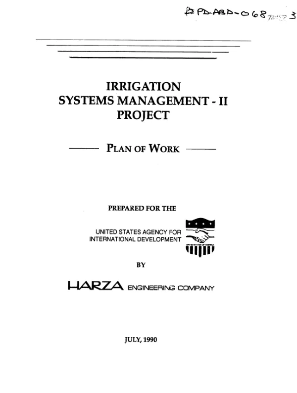 Irrigation systems management-II project : plan of work