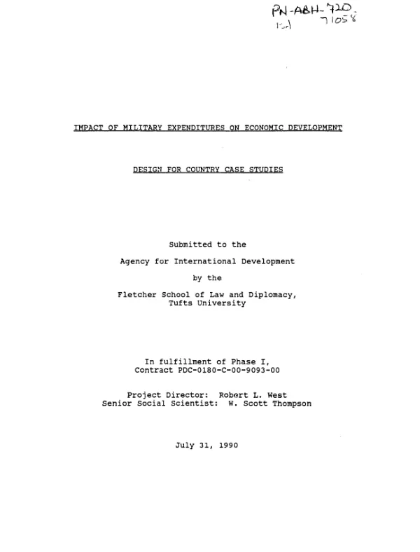 Impact of military expenditures on economic development : design for country case studies