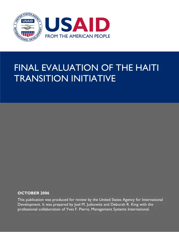 Final evaluation of the Haiti transition initiative