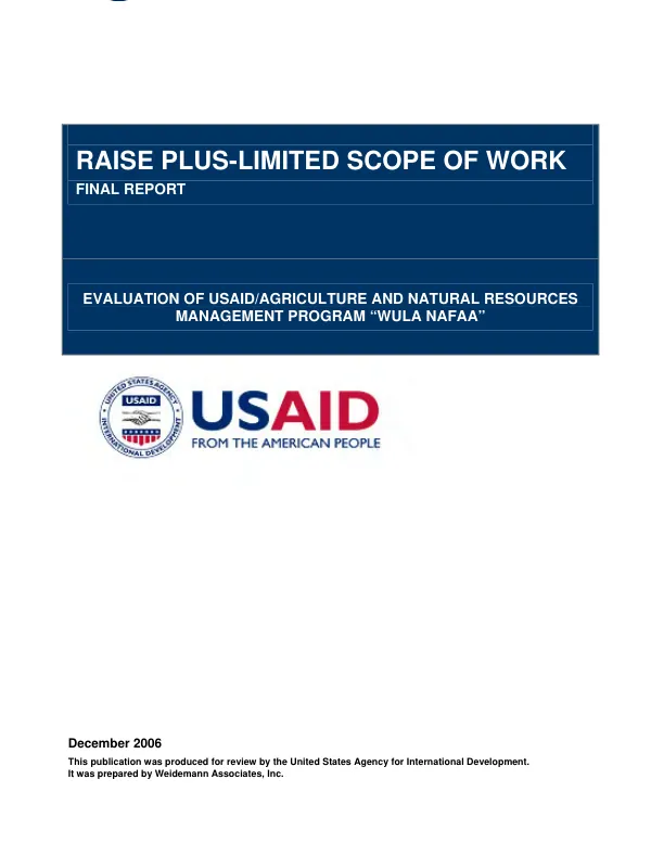 Evaluation of USAID/agriculture and natural resources management program 'Wula Nafaa' : final report