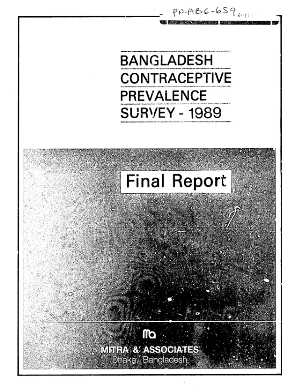 Bangladesh contraceptive prevalence survey - 1989 : final report