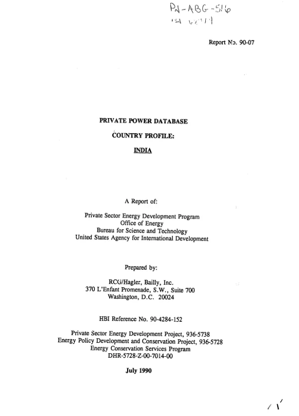 Private power database -- country profile : India