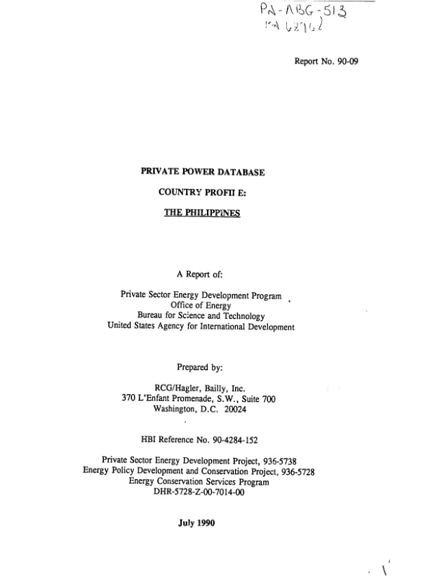 Private power database -- country profile : the Philippines