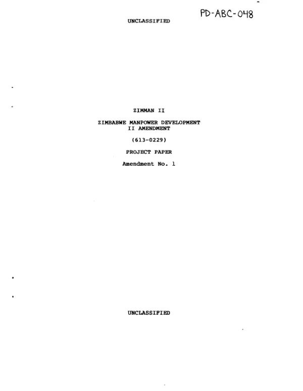 Zimbabwe manpower development II : amendment no. 1