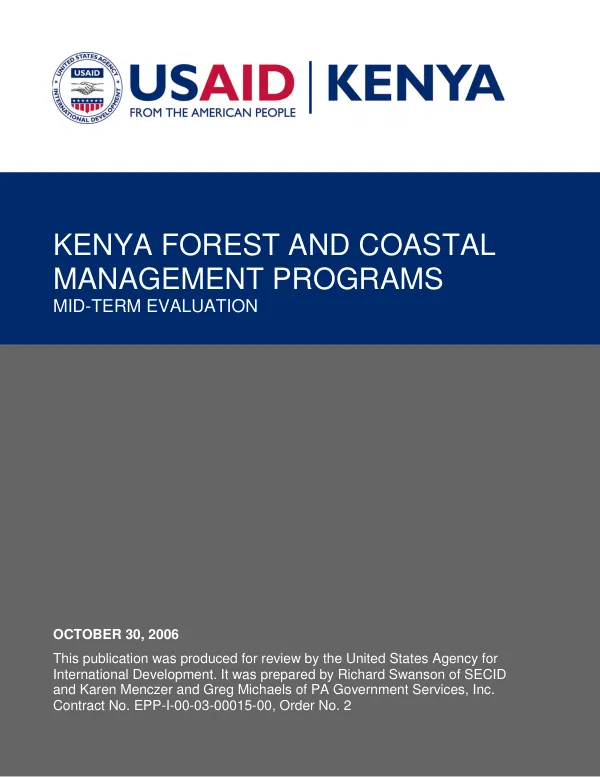 Kenya forest and coastal management programs : mid-term evaluation