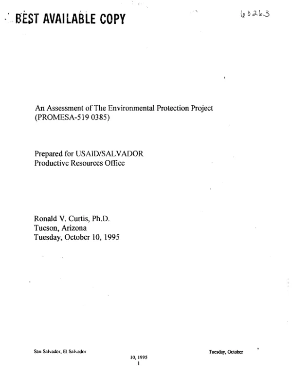 An assessment of the environmental protection project (PROMESA-5190385)