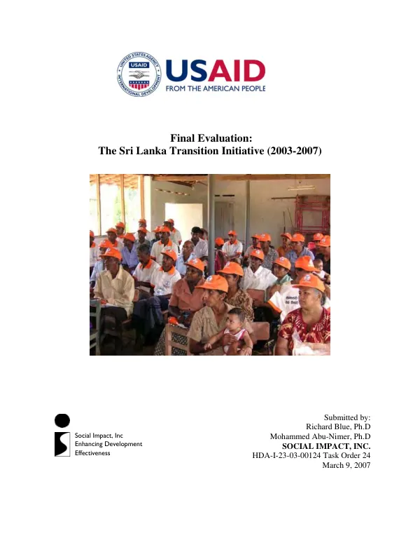 Final evaluation : the Sri Lanka transition initiative (2003-2007)