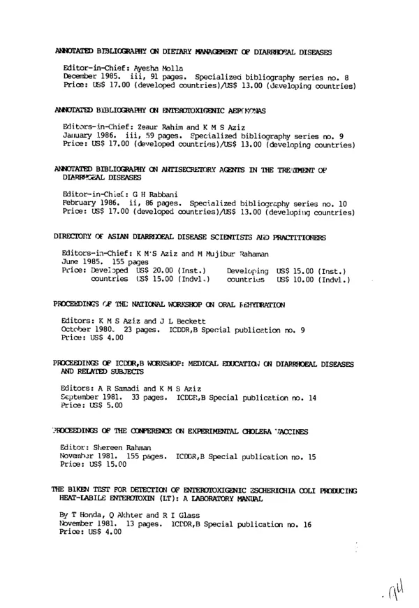 Annual report 1985 : International Centre for Diarrhoeal Disease Research, Bangladesh