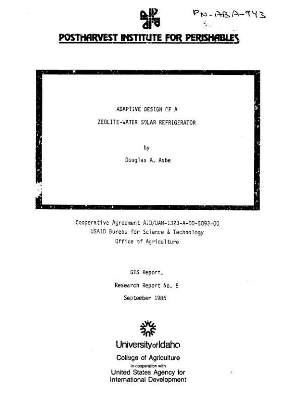 Adaptive design of a zeolite - water solar refrigerator