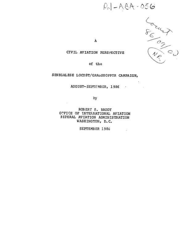 Civil aviation perspective of the Senegalese locust/grasshopper campaign, August - September 1986