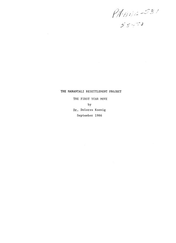 Manantali resettlement project : the first year move