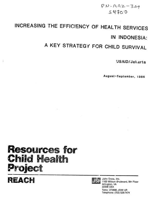 Increasing the efficiency of health services in Indonesia : a key strategy for child survival