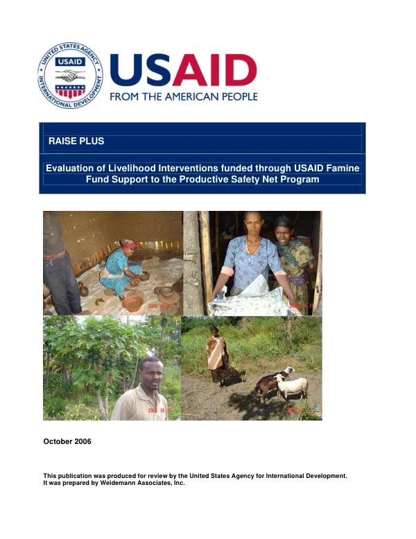 Evaluation of livelihood interventions funded through USAID famine fund support to the productive safety net program