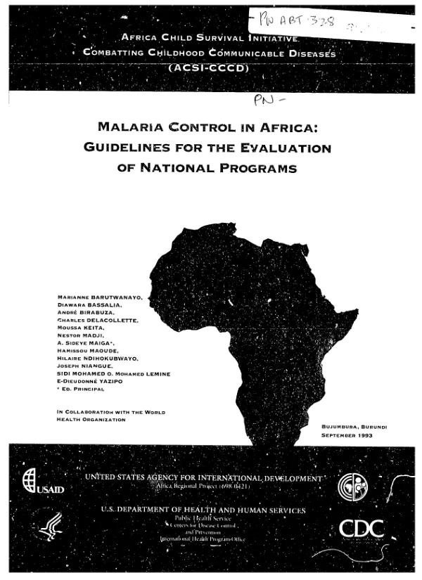 Malaria control in Africa : guidelines for the evaluation of national programs