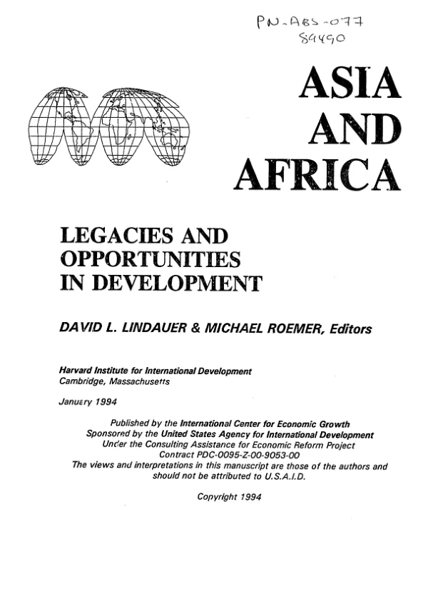 Asia and Africa : legacies and opportunities in development