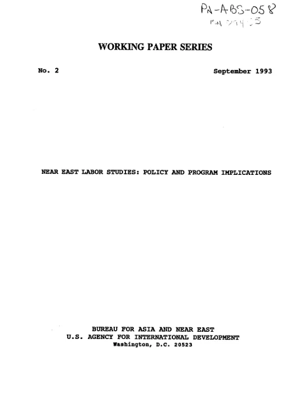 Near East labor studies : policy and program implications