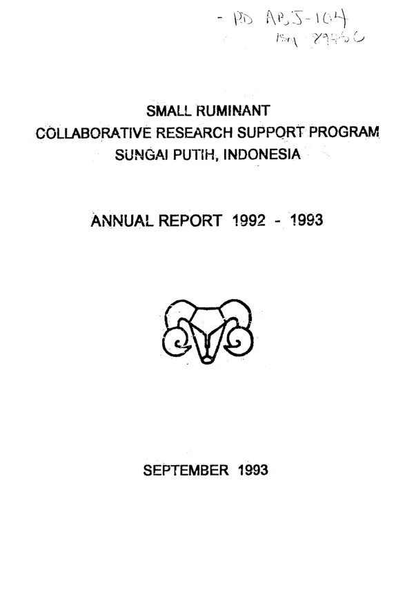 Small ruminant collaborative research support program -- Sungai Putih, Indonesia : annual report, 1992-1993