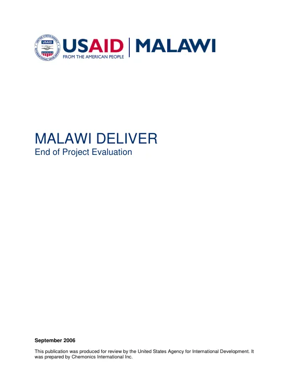 Malawi DELIVER : end of project evaluation