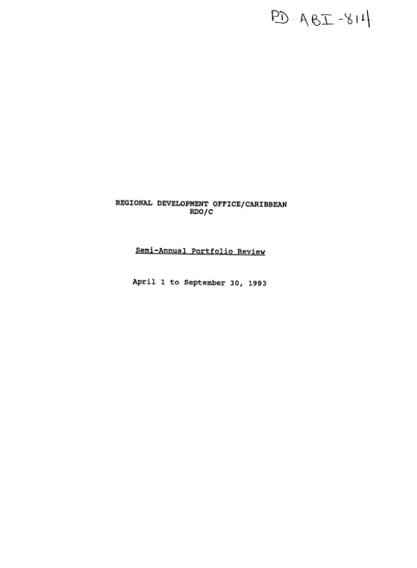 Regional Development Office/Caribbean [RDO/C] : semi-annual portfolio review [SPR] -- April 1 to September 30, 1993