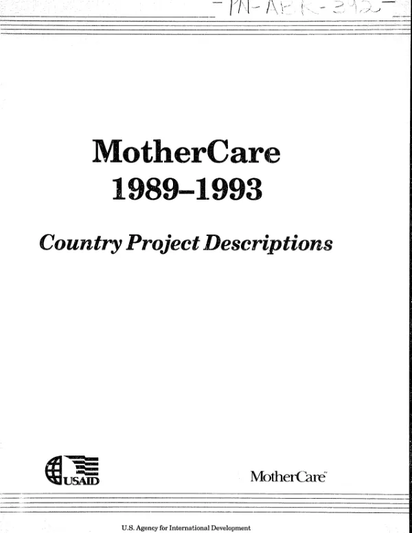 MotherCare 1989-1993 : country project descriptions