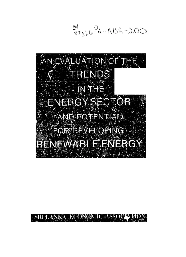 Evaluation of the trends in the energy sector and potential for developing renewable energy