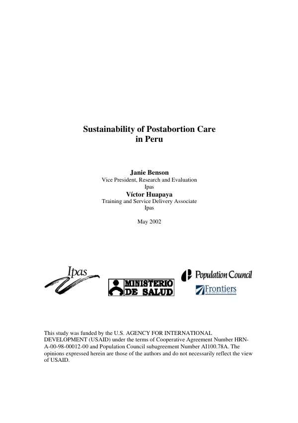 Sustainability of postabortion care in Peru