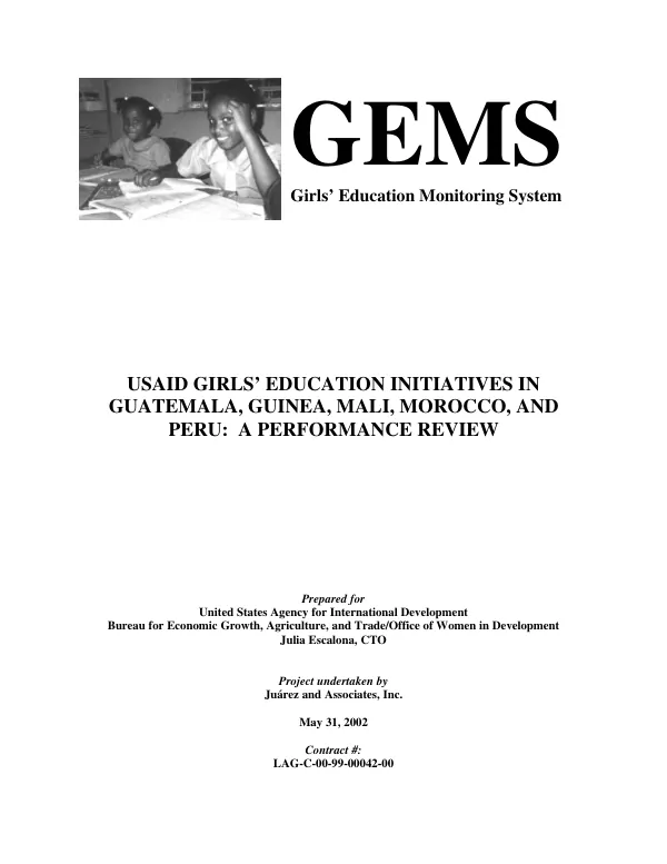 USAID girls" education initiatives in Guatemala, Guinea, Mali, Morocco, and Peru : a performance review
