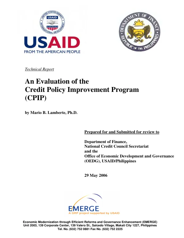 An evaluation of the credit policy improvement program (CPIP)