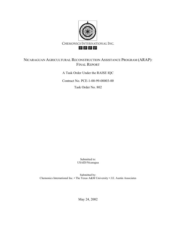 Nicaraguan agricultural reconstruction assistance program (ARAP) : final report