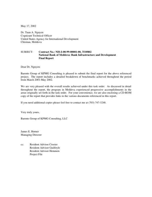 Moldova bank supervision : National Bank of Moldova -- final report